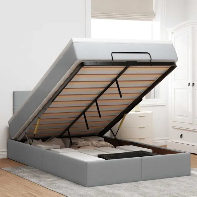 vidaXL Bed met matras 120x190 cm stof lichtgrijs grijs