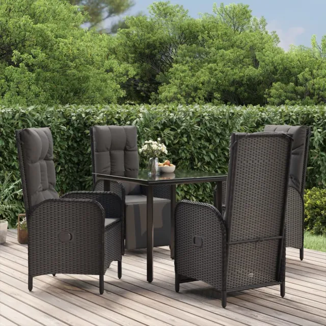 vidaXL 5-delige Tuinset met kussens poly rattan zwart, foto 2