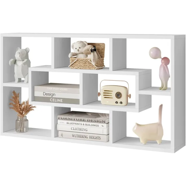 Stervia Wandplank - Wandplank Zwevend - Met Vakken - 5 KG Draagvermogen Per Vak - 2 in 1 - Wit - 85 x 48 x 16 cm