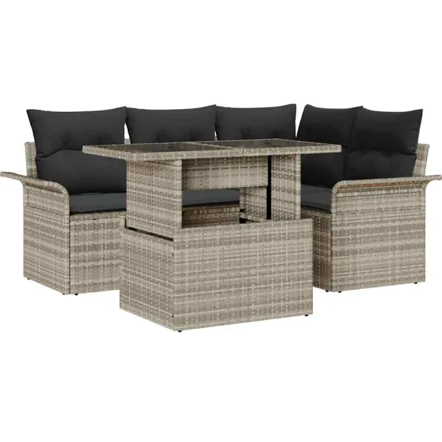 vidaXL Tuin Sofa Set 5 st Lichtgrijs [Synthetisch]: Poly Rattan, foto 2
