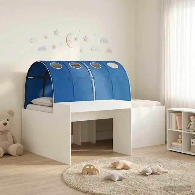 vidaXL Bedframe met tunnel 3 st Wit en Blauw 80 x 200 cm Bewerkt hout