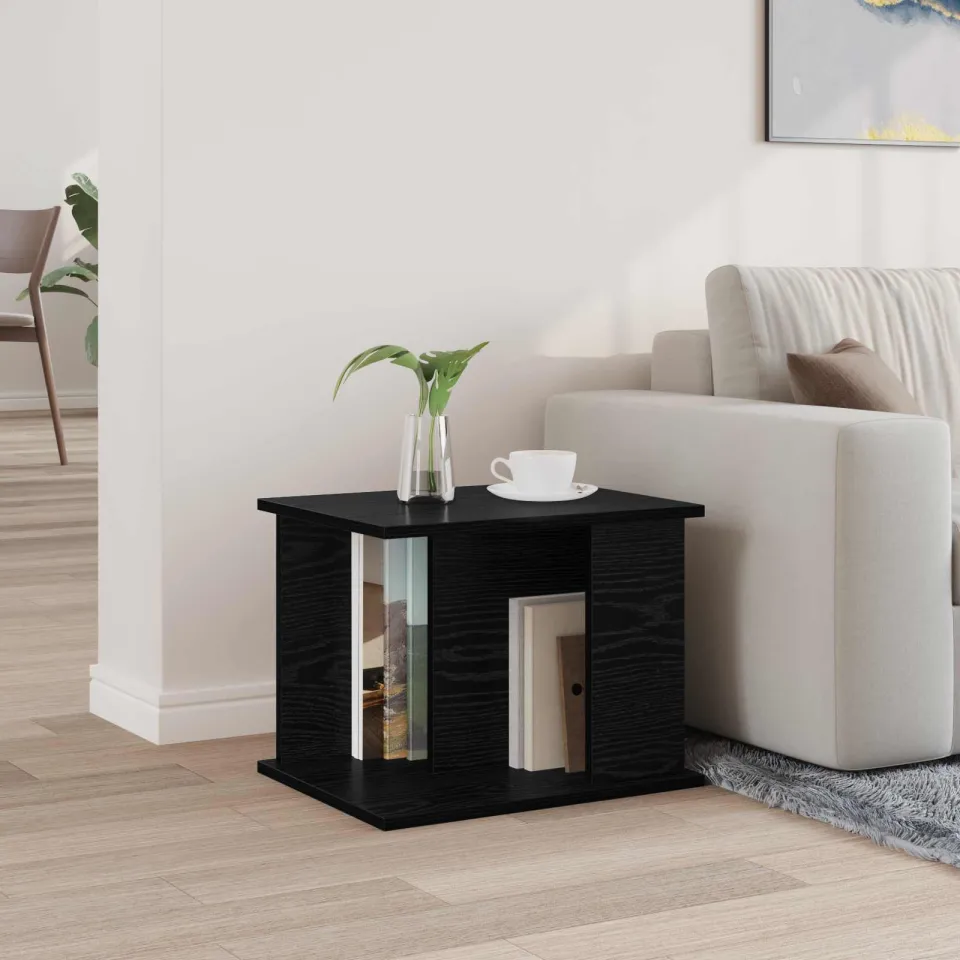 vidaXL Tijdschrift Rek Zwart Eiken 35 x 35 x 45 cm Bewerkt hout, foto 4