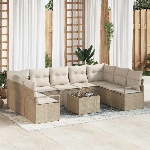 vidaXL Bankstel 10 st Beige poly rattan, foto 2