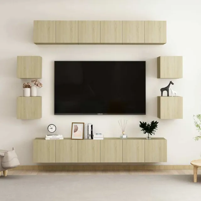 vidaXL 10-delige Tv-meubelset bewerkt hout sonoma eikenkleurig Bruin