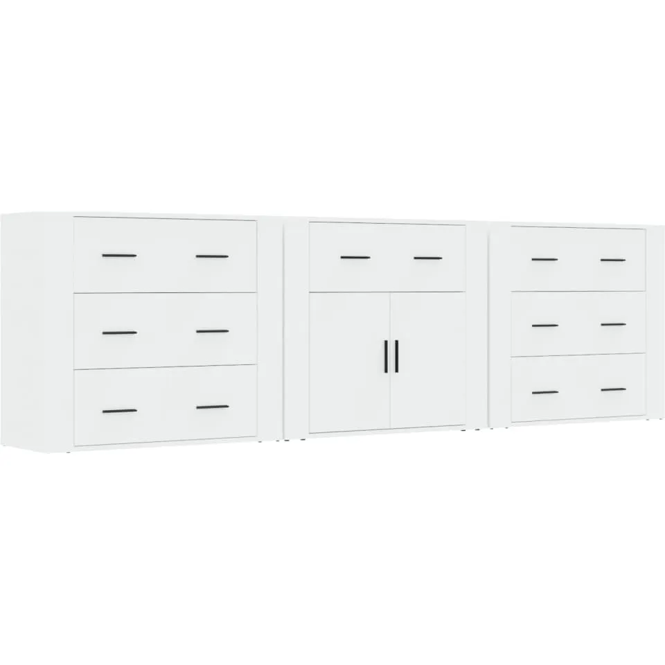 vidaXL Dressoirs 3 st bewerkt hout wit