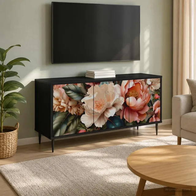 vidaXL Tv-meubel BORNE 102 x 33 x 51 cm Zwart eiken Bewerkt hout, foto 2