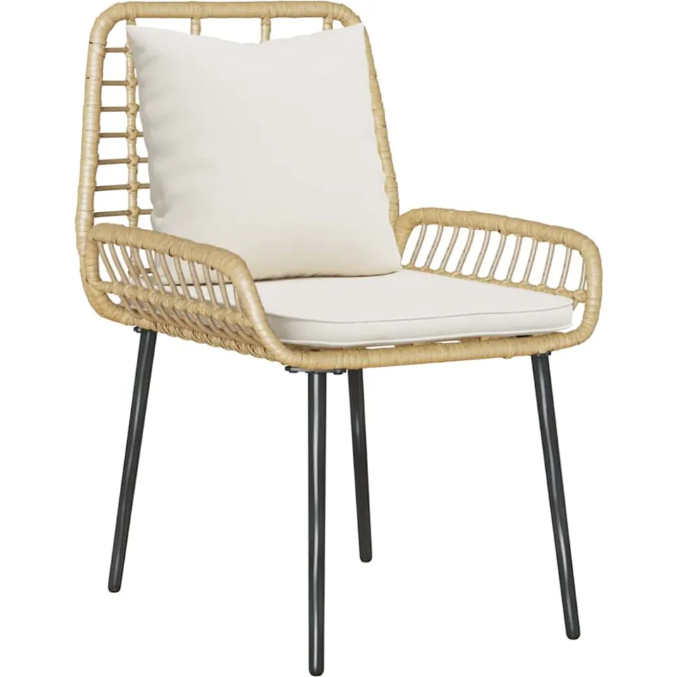 vidaXL Tuin eettafelset 3 st Bruin en Crème poly rattan, foto 4