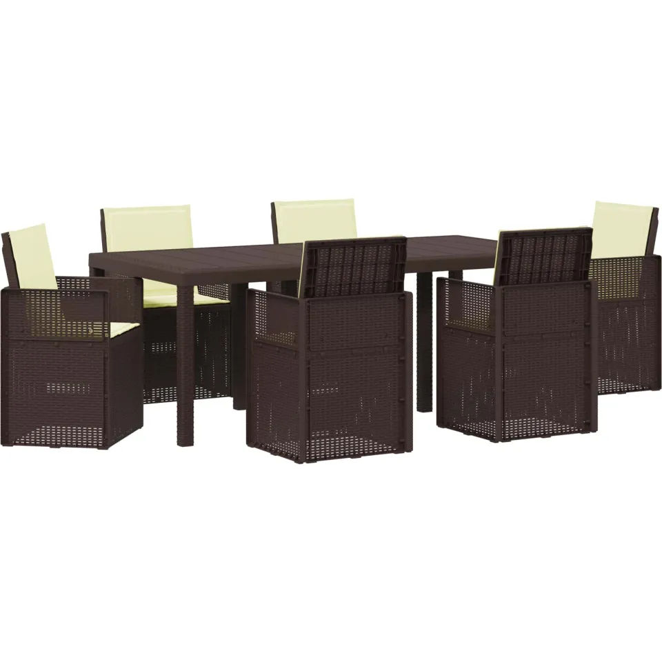 vidaXL Tuin eettafelset 7 st Bruin en crèmekleurig PP
