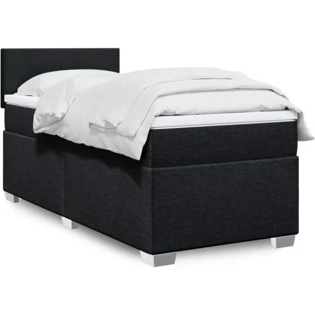 vidaXL Boxspring met matras stof zwart 80x200 cm