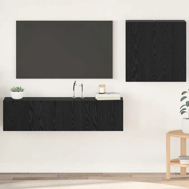 vidaXL Tv-meubelset 4 st Zwart Eiken Bewerkt hout, foto 2