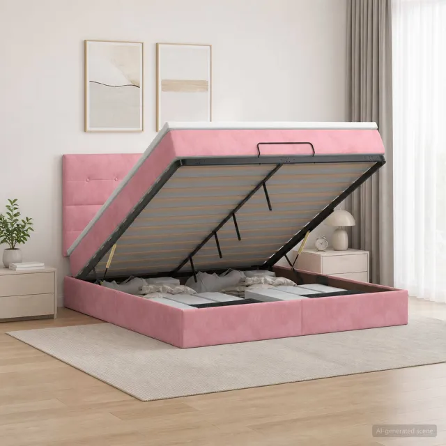 vidaXL Ottoman bed met matras met hoofdeinde Roze 160 x 200 cm Fluweel