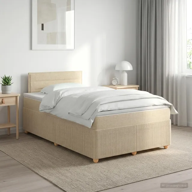 vidaXL Boxspringbed met matras Crèmekleurig 120 x 200 cm Stof