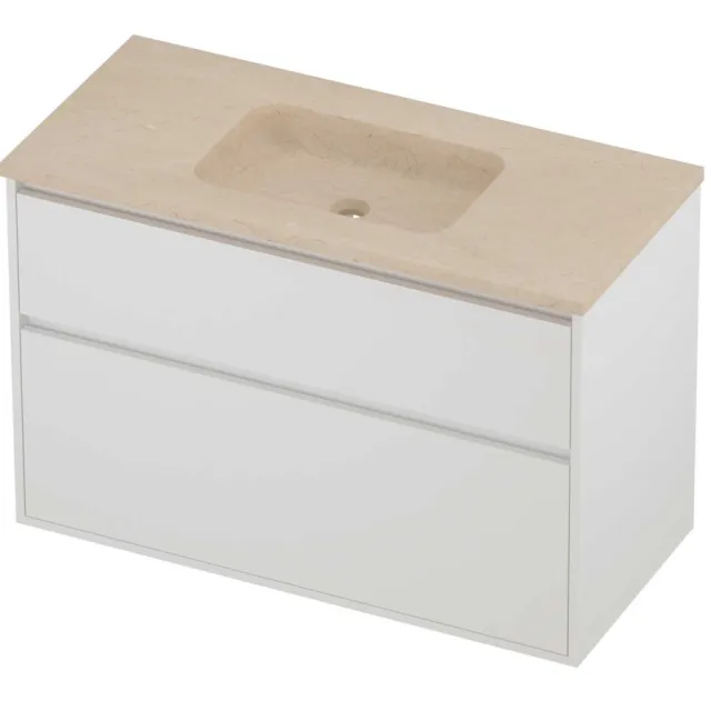 Proline Rollo Badmeubelset Hardsteen Elegant Midden 100x46x67 cm Sand Stone Mat White Mat Wit