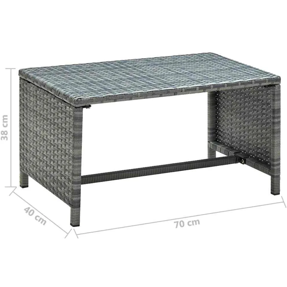 vidaXL Salontafel 70x40x38 cm poly rattan antraciet, foto 3