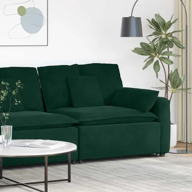 vidaXL Modulaire bank Armleuning eindmodule met kussens 100 cm Groen