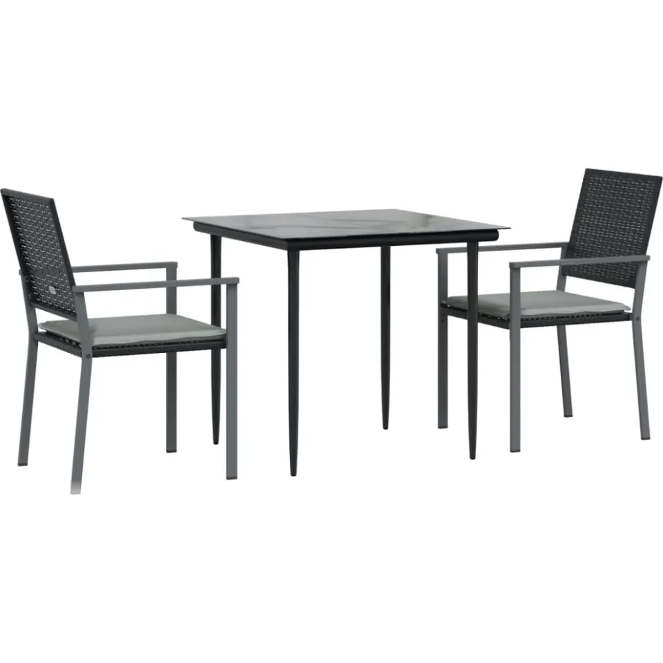 vidaXL 3-delige Tuinset met kussens poly rattan en staal, foto 3