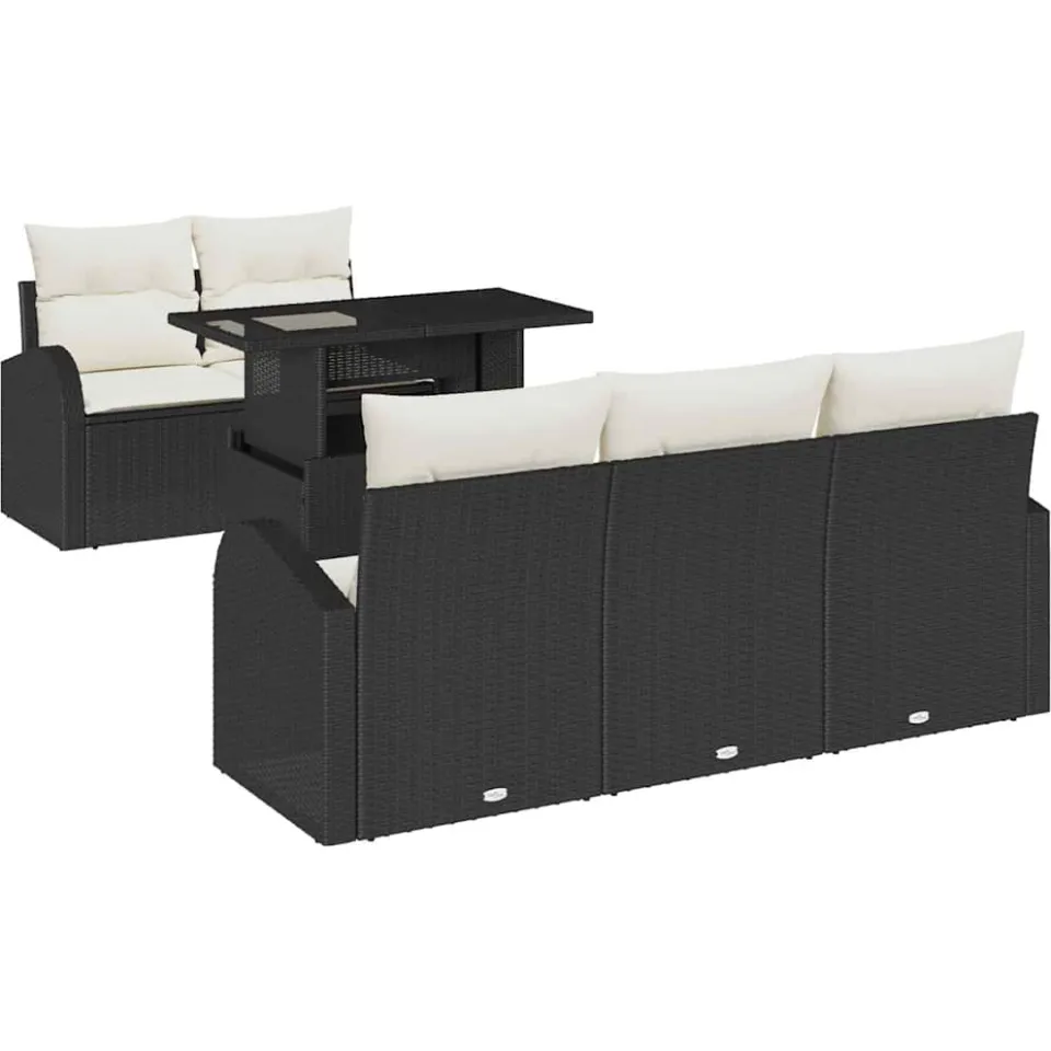 vidaXL Tuin Sofa Set 6 st Zwart poly rattan, foto 4