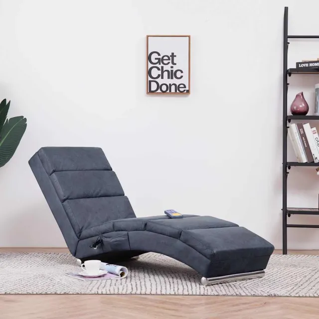 vidaXL Massage chaise longue kunstsuède grijs, foto 2