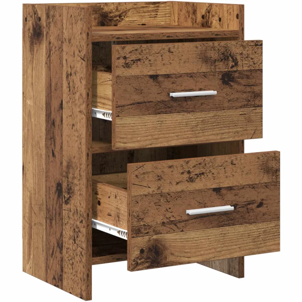 vidaXL Nachtkastjes Oud hout 40 x 30 x 60 cm Bewerkt hout bruin, foto 3