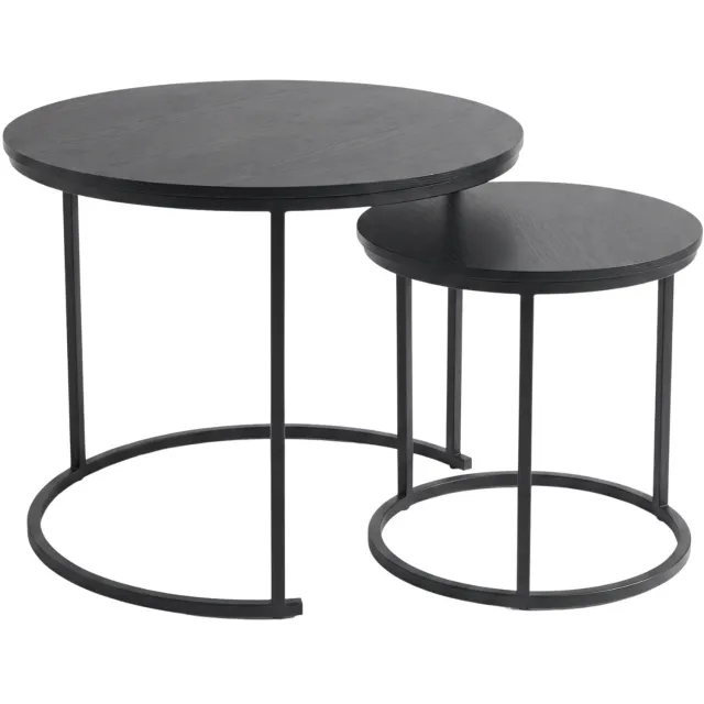 SCENA LIVING Set van 2 ronde salontafels, Ø 60 cm x 50 cm - zwart