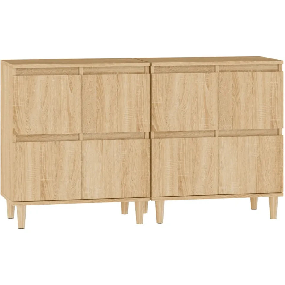 vidaXL Dressoirs 2 st 60x35x70 cm bewerkt hout sonoma eikenkleurig