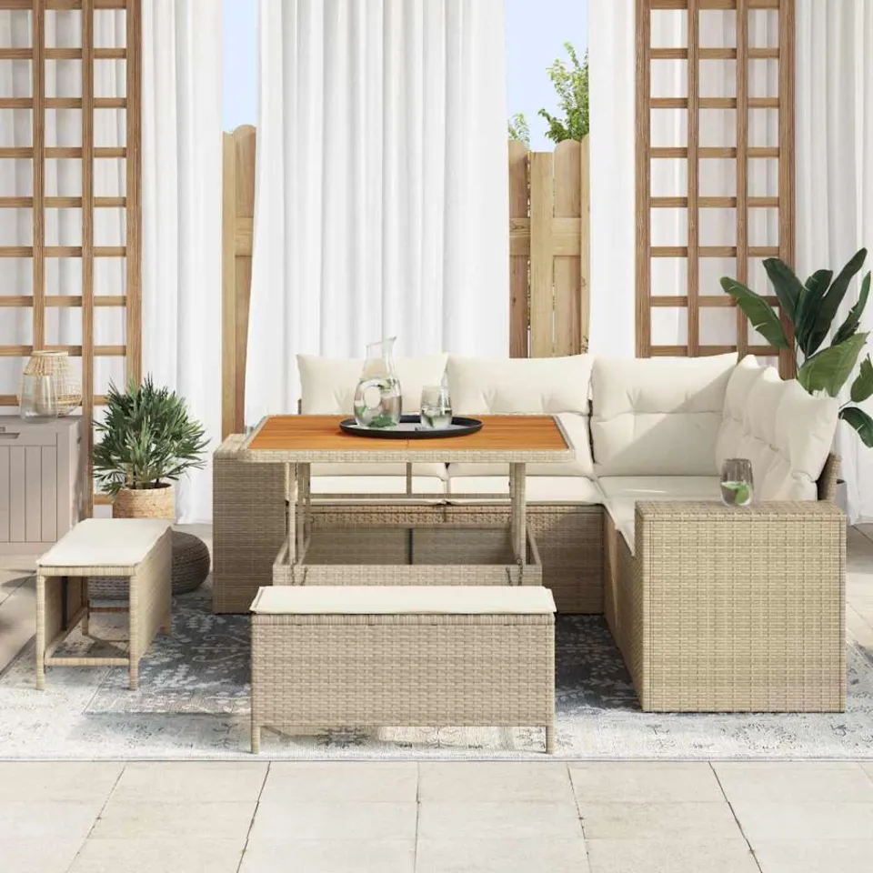 vidaXL Tuin Sofa Set 8 st Beige poly rattan, foto 3