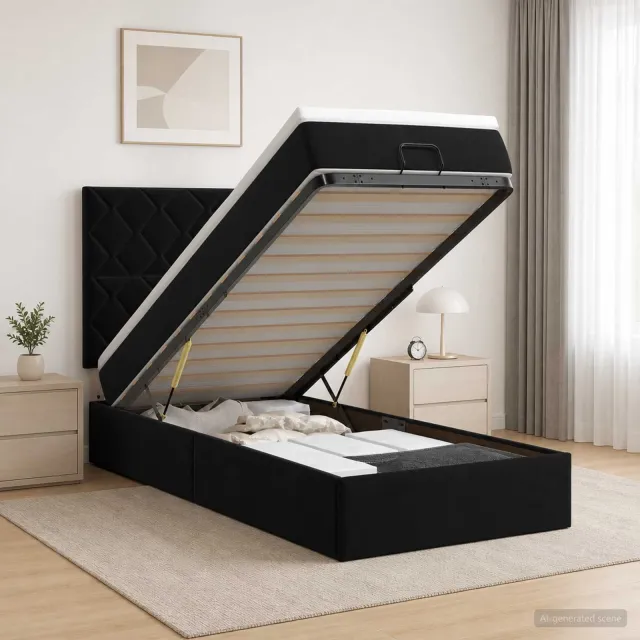 vidaXL Ottoman bed met matras met hoofdeinde Zwart 90 x 200 cm Fluweel
