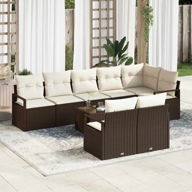 vidaXL Bankstel 9 st Bruin poly rattan, foto 2