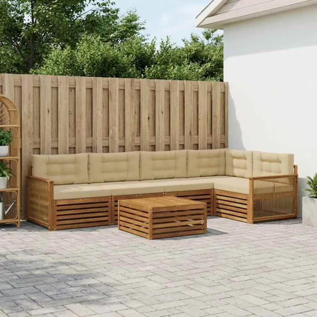 vidaXL Buiten bankenset 6 st 5-zits Natuurlijk en Beige