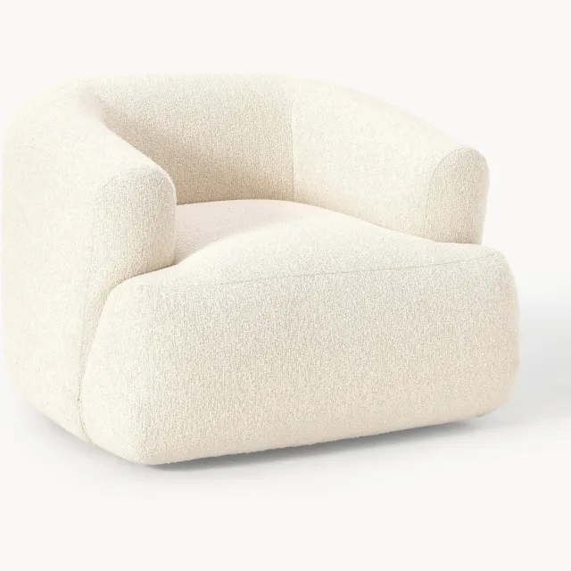 Westwing Collection Bouclé fauteuil Sofia Wit