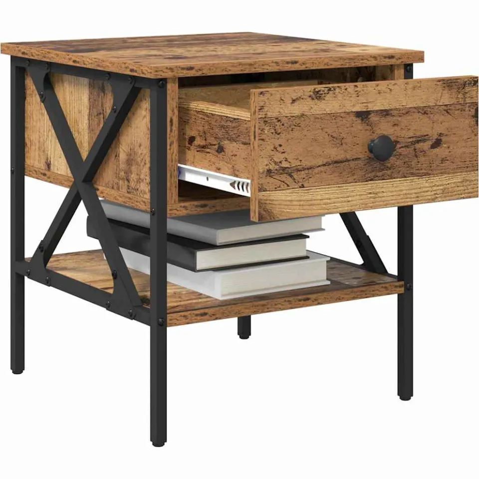 vidaXL Nachtkastje 2 st Oud hout 40 x 42 x 45 cm Bruin