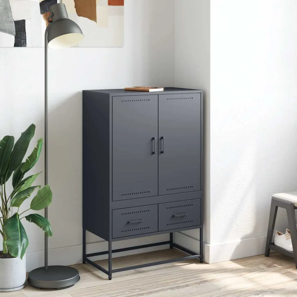 vidaXL Hoge kast 68x39x111,5 cm staal antracietkleurig, foto 3
