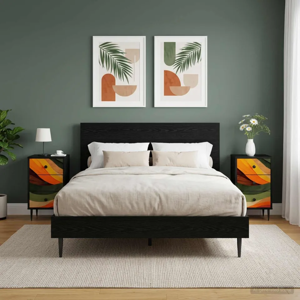 vidaXL Nachtkastje BONN 2 st Zwart eiken 36 x 33 x 61 cm Bewerkt hout, foto 4