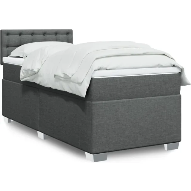 vidaXL Boxspring met matras stof donkergrijs 90x200 cm grijs