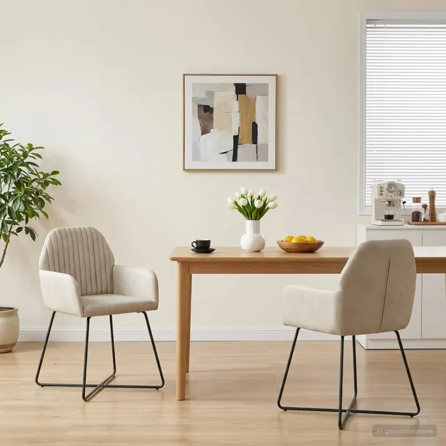 vidaXL Eettafelstoelen 2 st fluweel Crèmekleurig 55 x 50 x 84 cm
