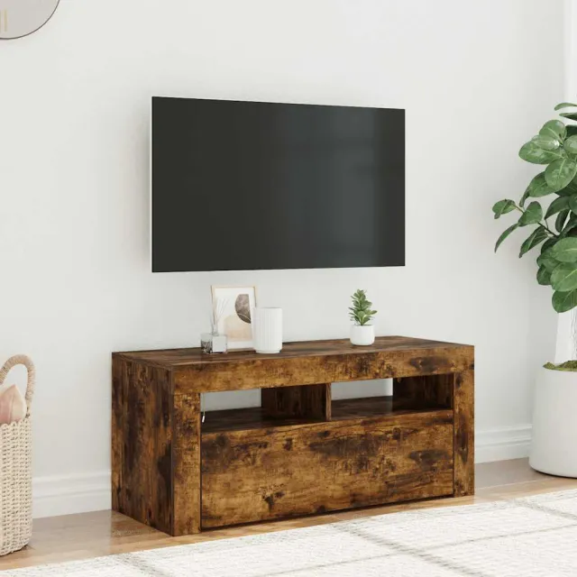 vidaXL Tv-meubel met LED-verlichting 90x35x40 cm gerookt eikenkleurig Bruin