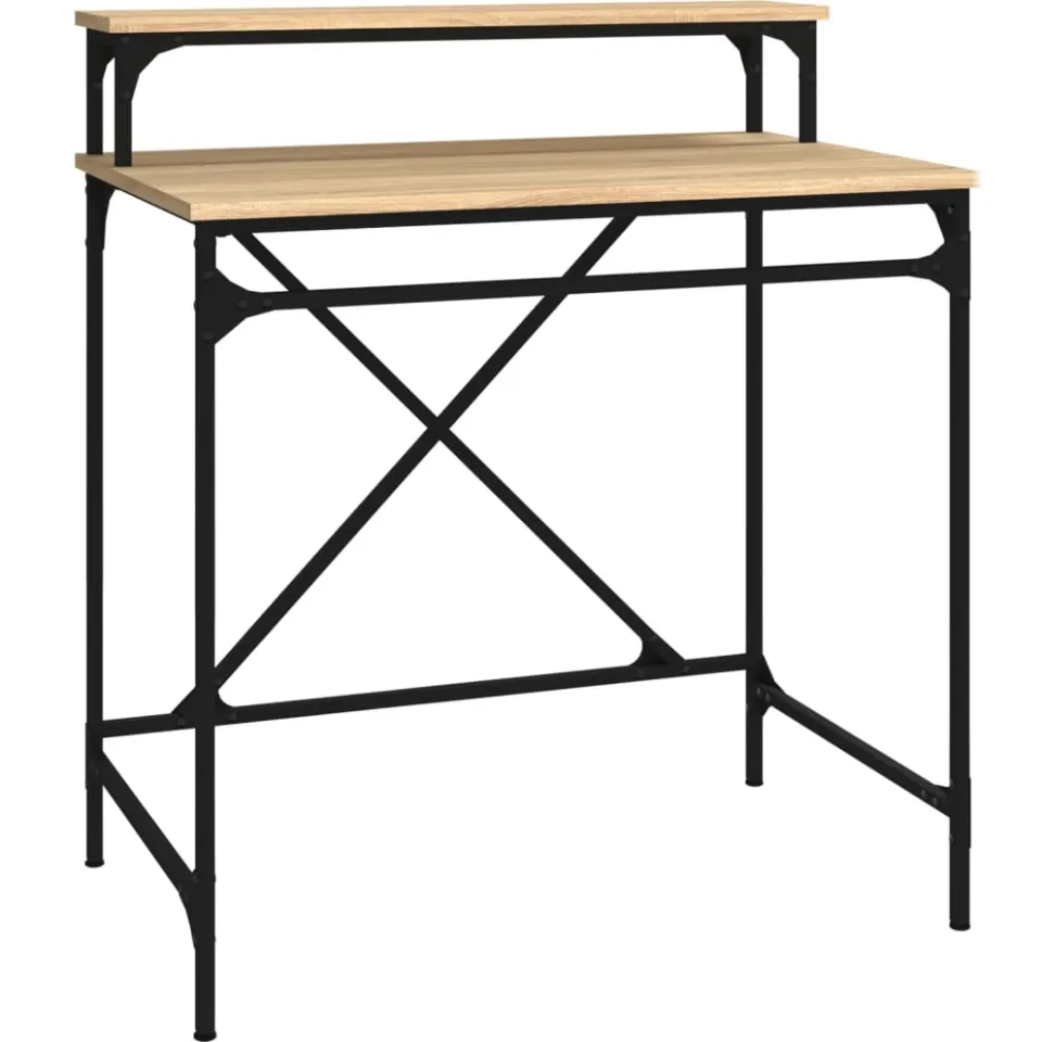 vidaXL Bureau 80x50x90 cm bewerkt hout en ijzer sonoma eikenkleurig Bruin