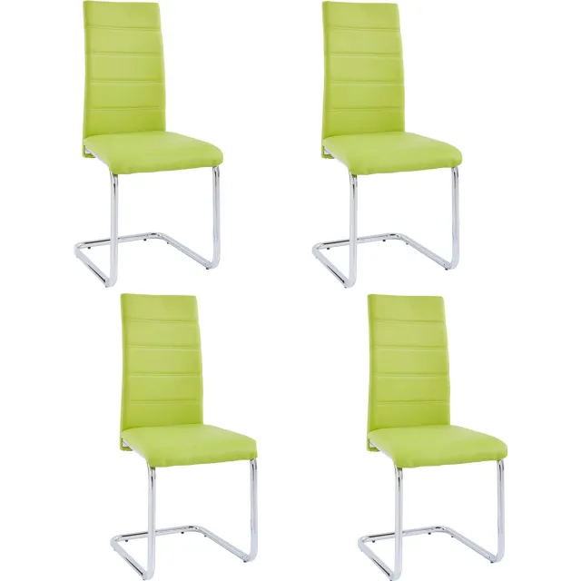 Notio Living Adora-Stoel - Groen/Chroom - Set van 4 Groente