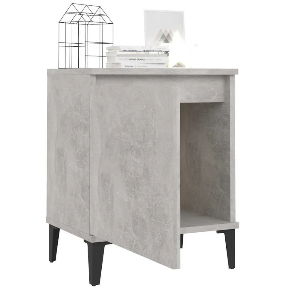vidaXL Nachtkastjes met metalen poten 40x30x50 cm betongrijs