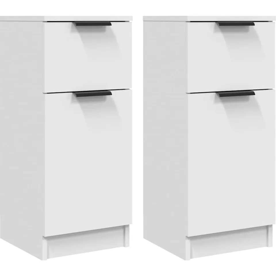 vidaXL Dressoirs 2 st 30x30x70 cm bewerkt hout wit, foto 3