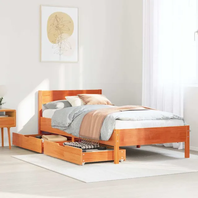 vidaXL Bedframe zonder matras massief grenenhout wasbruin 90x200 cm bruin