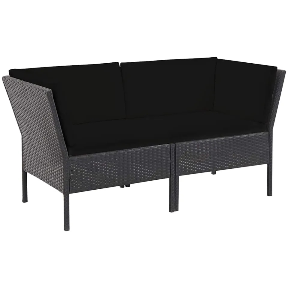 vidaXL 6-delige Loungeset met kussens poly rattan zwart, foto 3