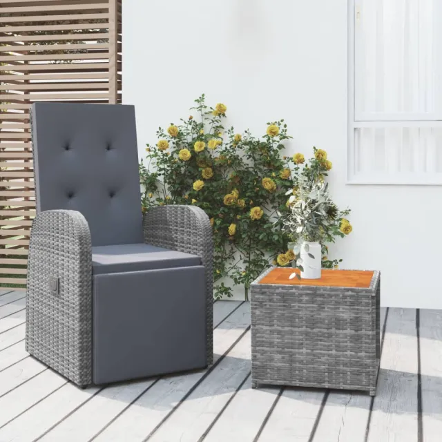 vidaXL 2-delige Loungeset poly rattan en massief acaciahout grijs, foto 2