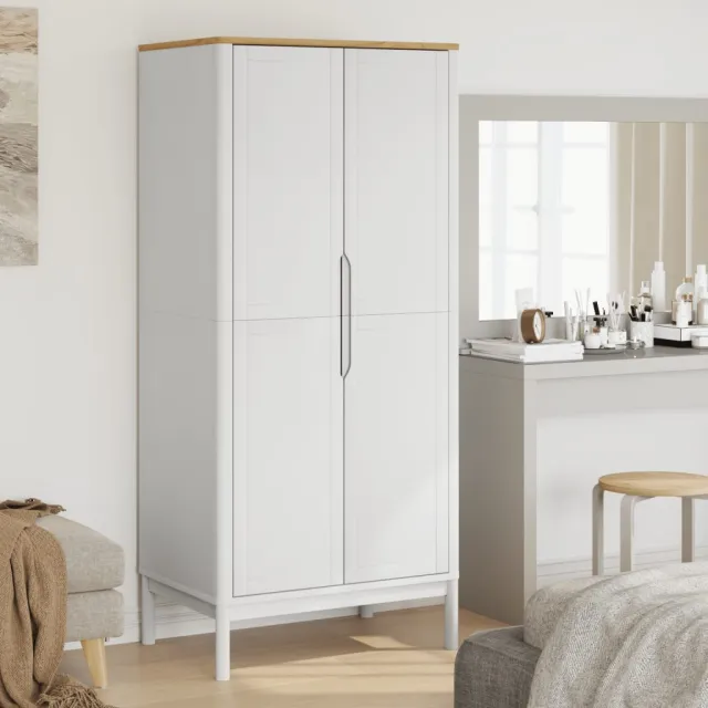 vidaXL Kledingkast FLORO 77x53x171 cm massief grenenhout wit, foto 2