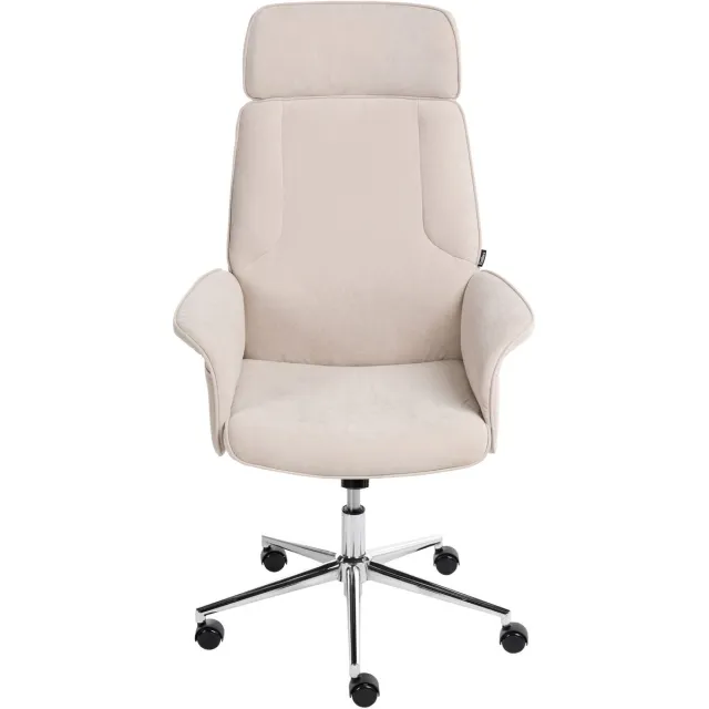 Beliani PILOT - Bureaustoel - Lichtbeige - Fluweel