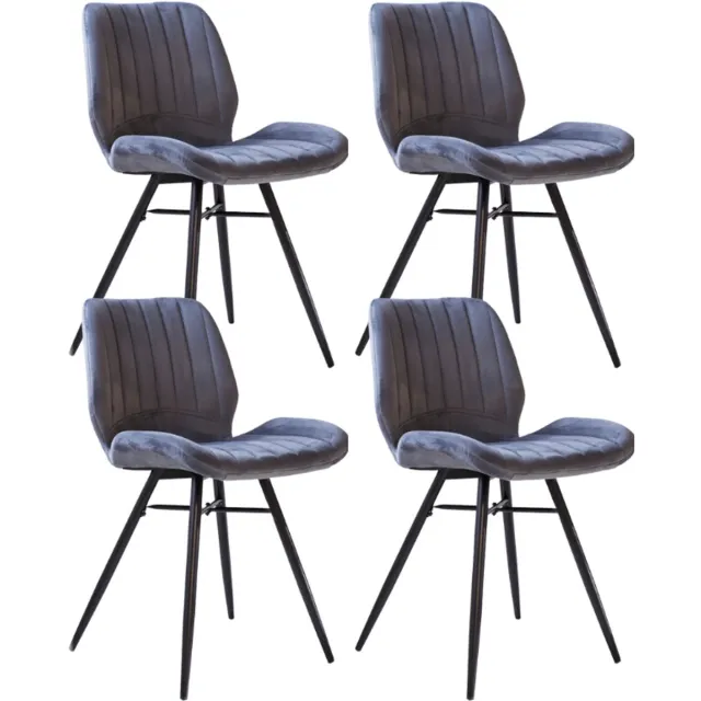 Dimehouse Set van 4 Eetkamerstoelen Beau Antraciet Velvet Stof - Zonder Armleuningen - Velvet - Design