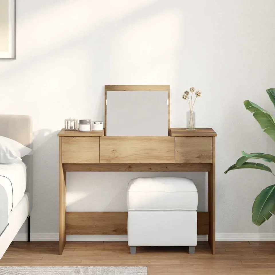 vidaXL Cosmetische Tafel Artisan Eiken 100 x 45 x 76 cm, foto 4