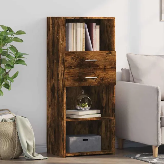 vidaXL Hoge kast 50x42,5x124 cm bewerkt hout gerookt eikenkleurig Bruin