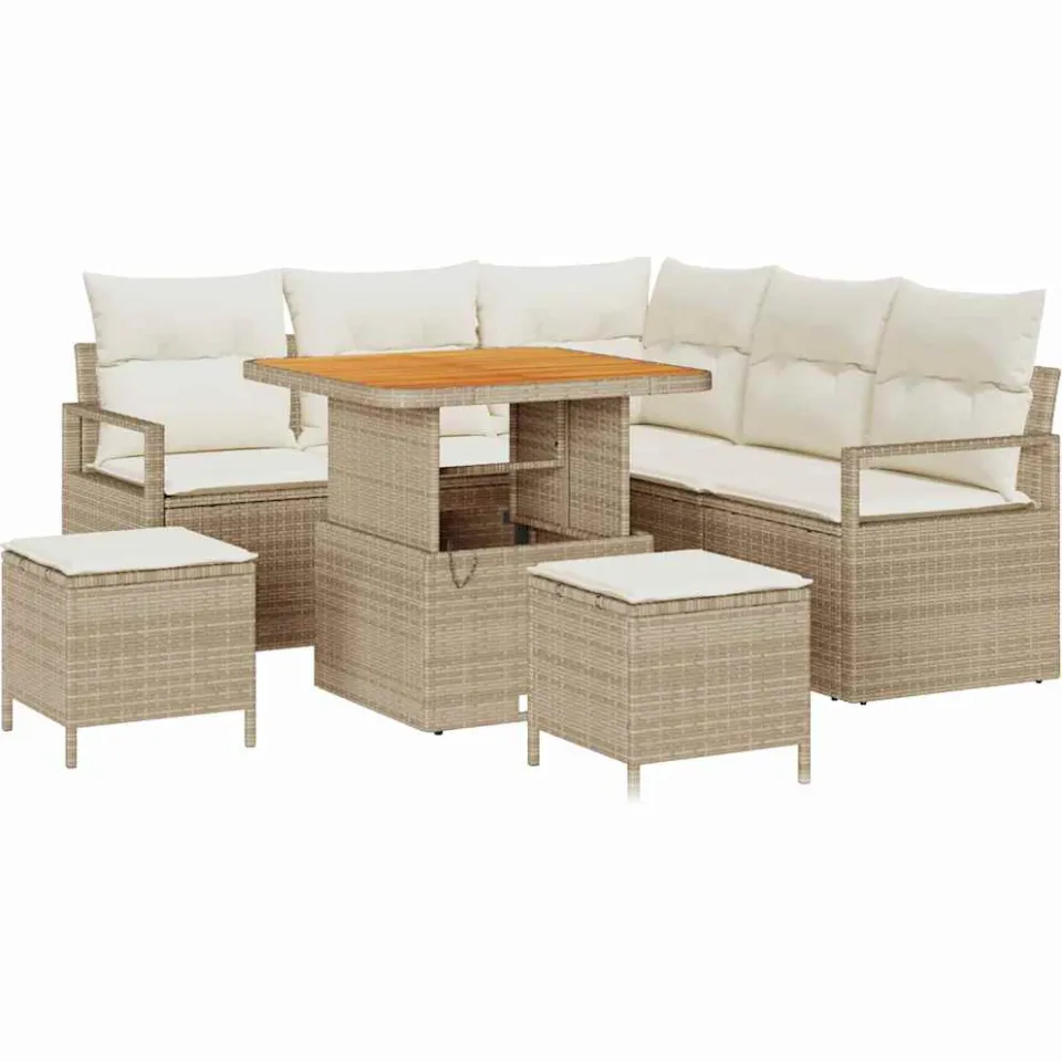 vidaXL Tuinbankenset 8 st Beige poly rattan