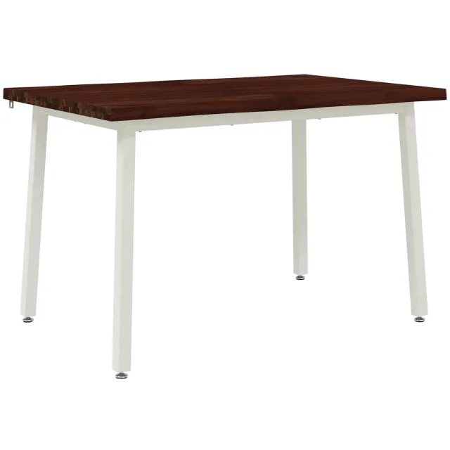 vidaXL Eettafel - met - levendige - rand - 140 - x - 70 - x - 75 - cm Donkerbruin en wit